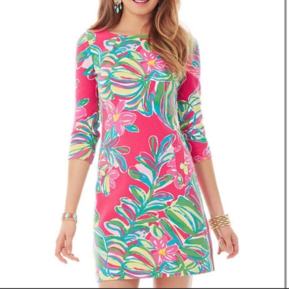 Lilly Pulitzer Pink Charlene Shift Dress in Jungle Tumble Print size Medium